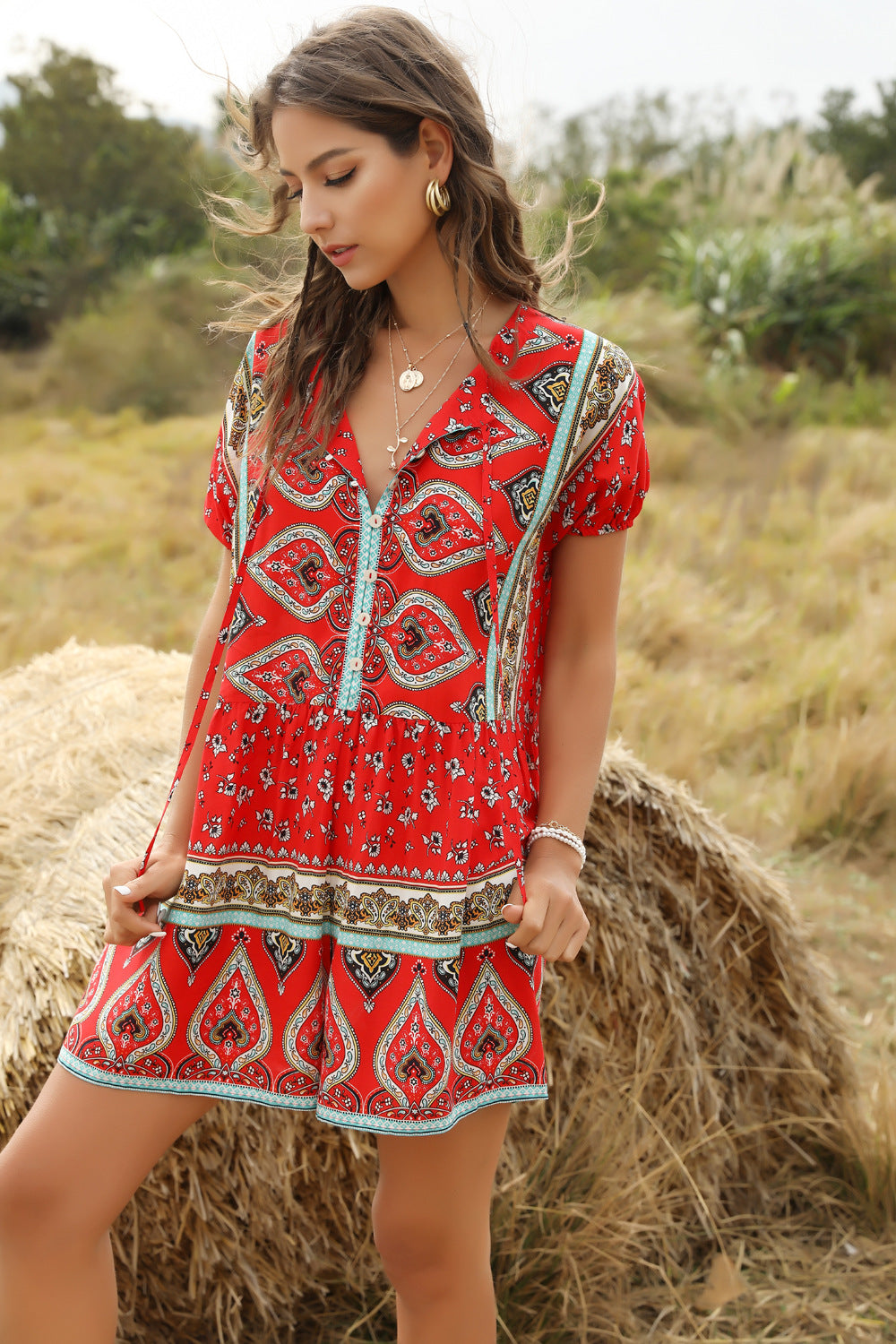 Spring And Summer Women'S New Casual Fashion Loose Printed One-Piece Pants