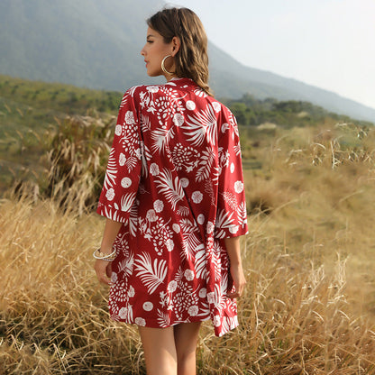 Beach Jacket Chiffon Top With Cardigan