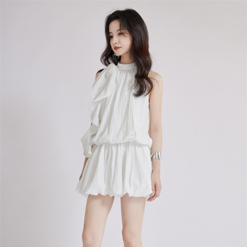 White Halter Neck Dress