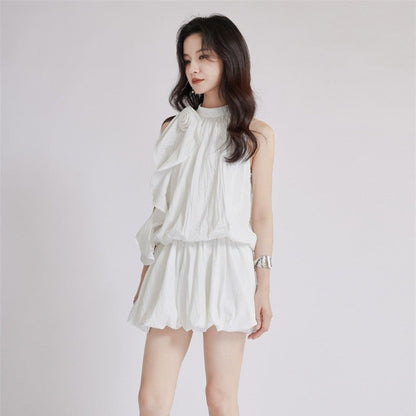 White Halter Neck Dress