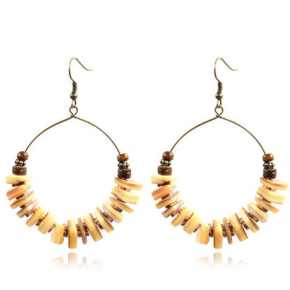 Retro Handmade Beaded Circle Earrings for Women Bohemian Style