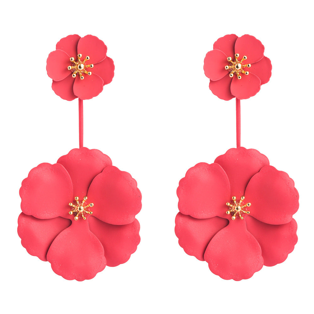 Bohemian Floral Drop Earrings Stylish Alloy Long Dangle Earrings