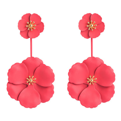 Bohemian Floral Drop Earrings Stylish Alloy Long Dangle Earrings