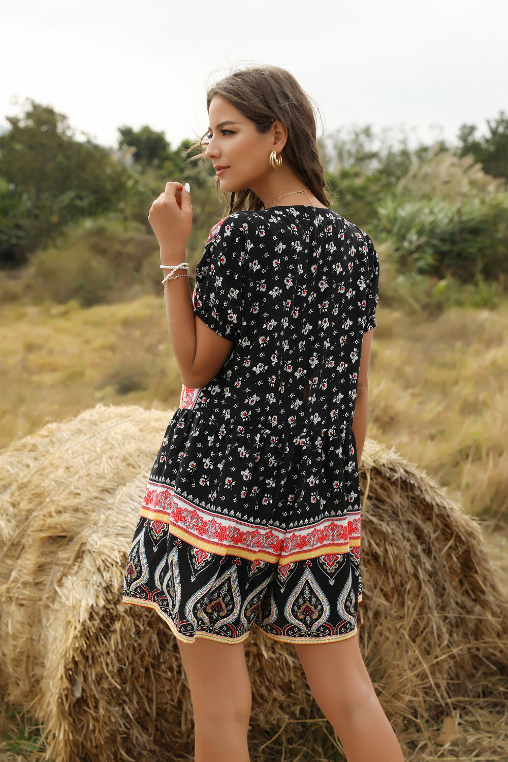 Spring And Summer Women'S New Casual Fashion Loose Printed One-Piece Pants