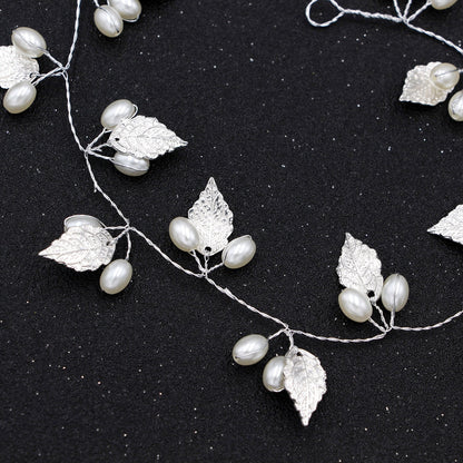 Gold Baroque Alloy Leaf Handmade Pearl Hair Band Hair Accessories