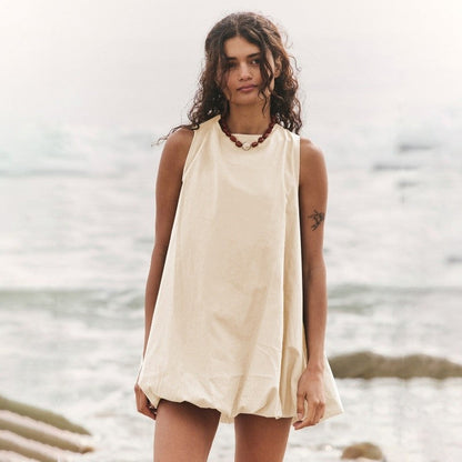 Sleeveless Hollow Lace Up Skirt