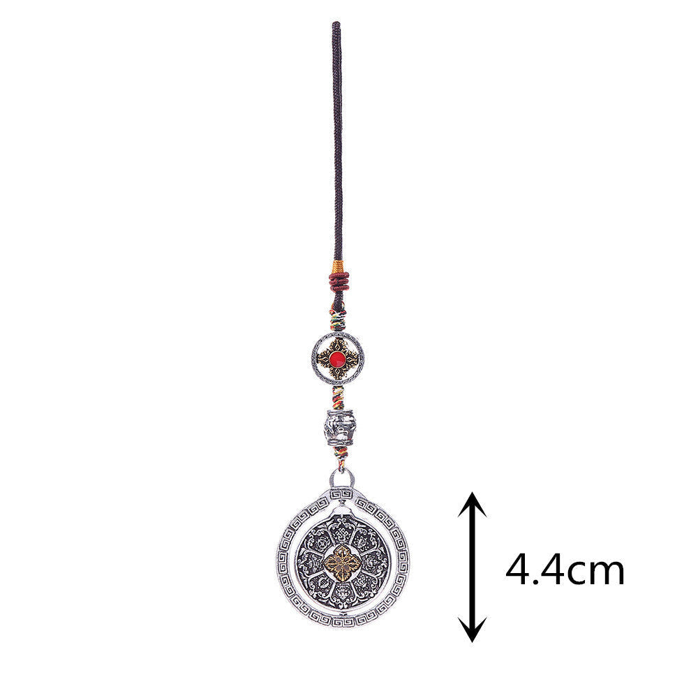 Tibetan 360 Rotating Alloy Guard Copper Mirror Pendant Keychain Phone Chain