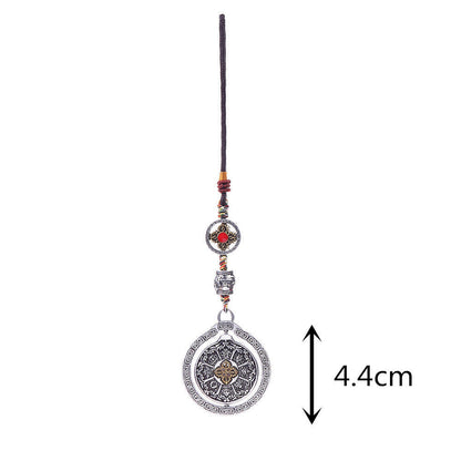 Tibetan 360 Rotating Alloy Guard Copper Mirror Pendant Keychain Phone Chain