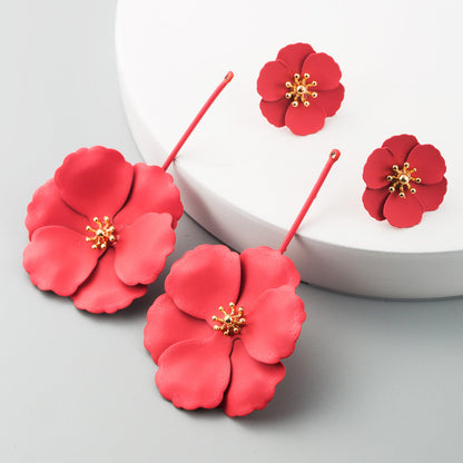 Bohemian Floral Drop Earrings Stylish Alloy Long Dangle Earrings