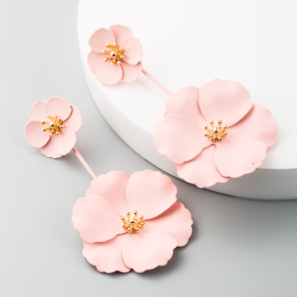Bohemian Floral Drop Earrings Stylish Alloy Long Dangle Earrings