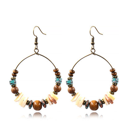 Retro Handmade Beaded Circle Earrings for Women Bohemian Style