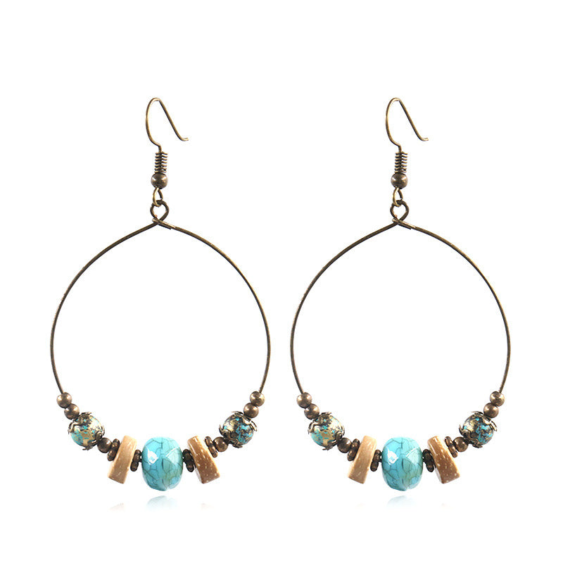 Retro Handmade Beaded Circle Earrings for Women Bohemian Style
