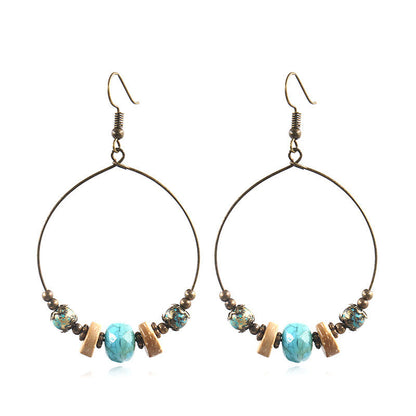 Retro Handmade Beaded Circle Earrings for Women Bohemian Style