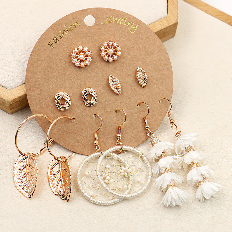 Bohemian Gold Circle Tassel Earrings Jewelry Set