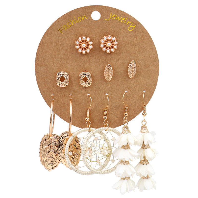 Bohemian Gold Circle Tassel Earrings Jewelry Set