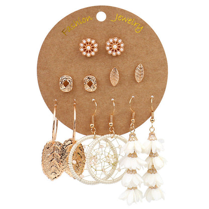 Bohemian Gold Circle Tassel Earrings Jewelry Set
