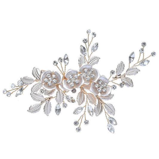 Trendy Bride Hair Clip Accessories Pearl-Embellished Alloy Hair Comb