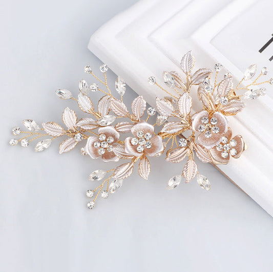 Trendy Bride Hair Clip Accessories Pearl-Embellished Alloy Hair Comb