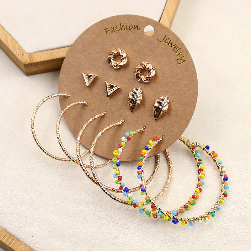 Bohemian Gold Circle Tassel Earrings Jewelry Set