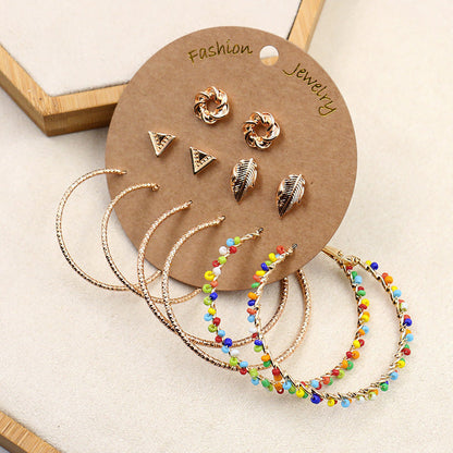 Bohemian Gold Circle Tassel Earrings Jewelry Set