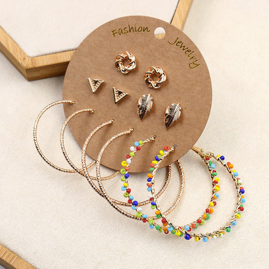 Bohemian Gold Circle Tassel Earrings Jewelry Set
