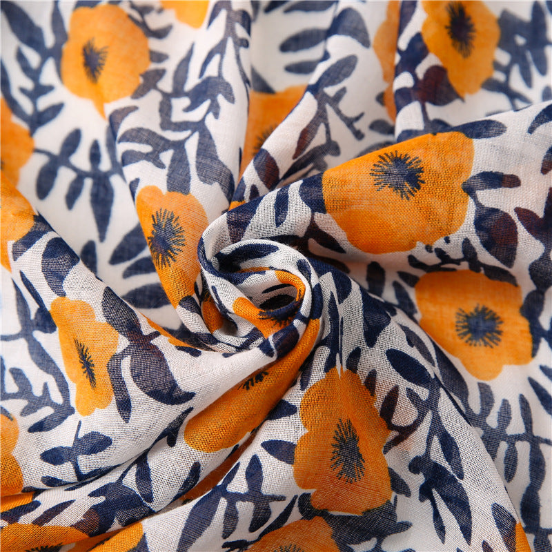 Japanese Literary And Artistic Fresh Cotton And Linen Scarf Retro Patchwork Bohemian Cashew Print Silk Scarf Beautiful Sunscreen Scarf