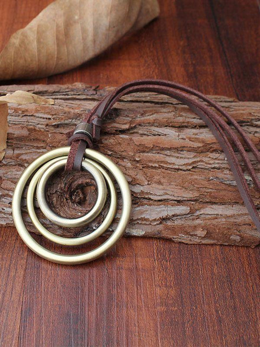Bohemian Wind Necklace Three-Ring Pendant Accessories Pendant Long Sweater Chain