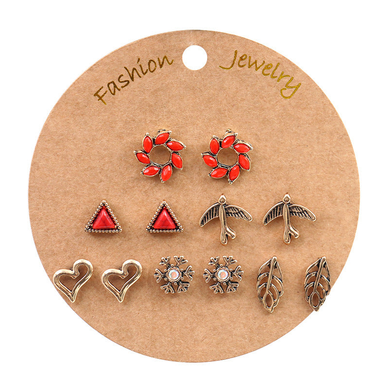 Bohemian Gold Circle Tassel Earrings Jewelry Set