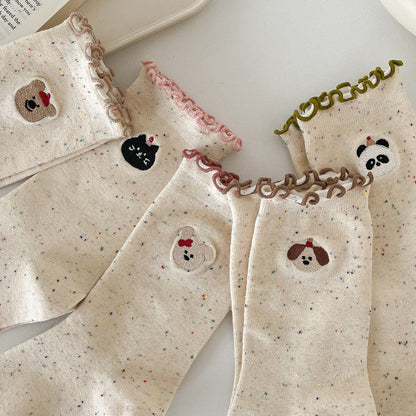 Rufia - Embroidered Animal Crew Socks