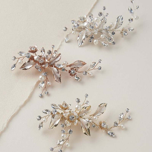 Bridal Wedding Hair Accessories Handmade Pearl Rhinestone Hair Clip