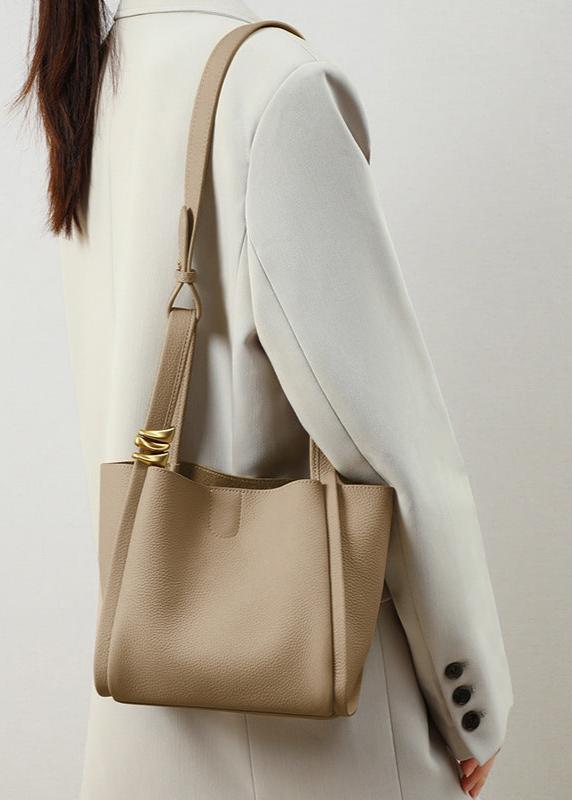 Bucket Tote Genuine Leather Elegant Contemporary Design