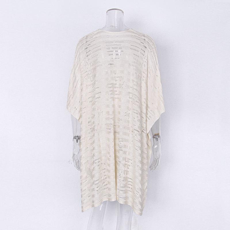 Knitted Hollow Loose Beach Skirt Sunscreen Sexy Swimsuit Hoodie Shawl Beach Skirt.
