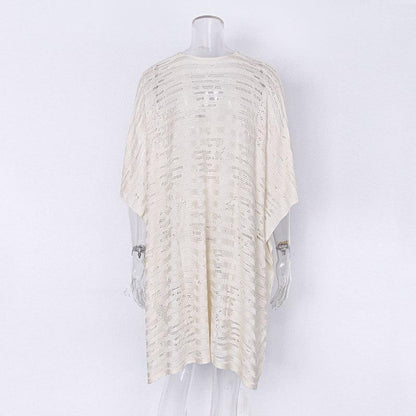 Knitted Hollow Loose Beach Skirt Sunscreen Sexy Swimsuit Hoodie Shawl Beach Skirt.