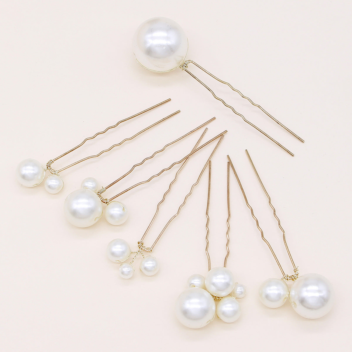 Bridal Wedding Hair Pins Set of 6 Pearl U-Shaped Hair Accessories