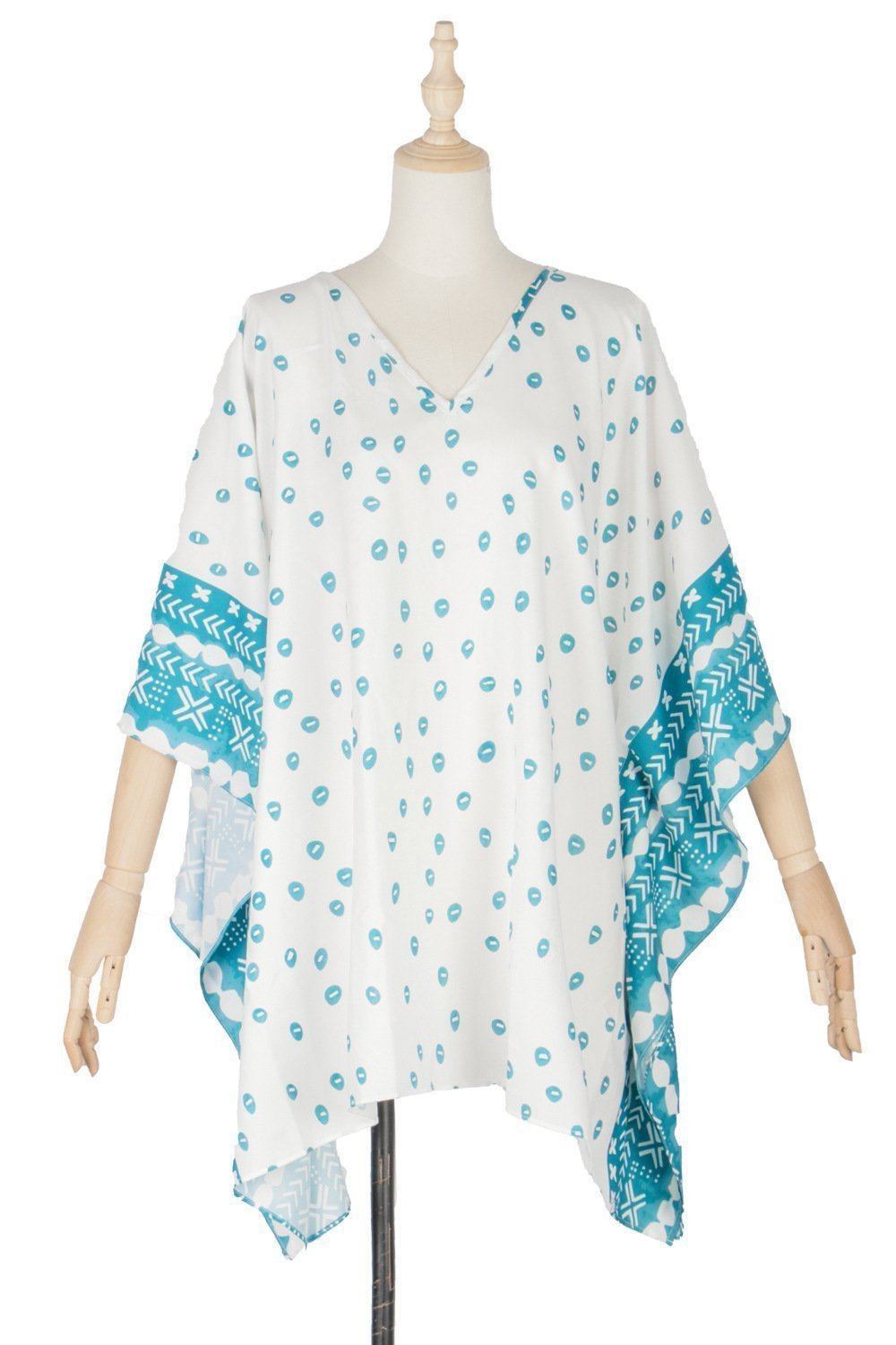 Bat Sleeve Long Sleeve Stitching Loose V-Neck Summer Jacket Printed Women'S Sunscreen Blouse