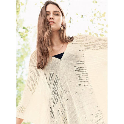 Knitted Hollow Loose Beach Skirt Sunscreen Sexy Swimsuit Hoodie Shawl Beach Skirt.