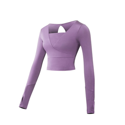 Cushion Upgrade European And American Women'S Sports Yoga Suit Dress Fast Dry Clothes Gym Long Sleeve T Shirt