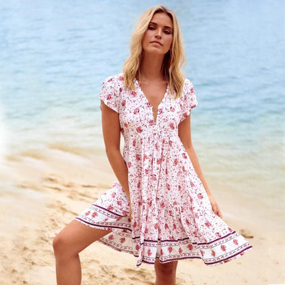 Spring And Summer Women'S Holiday Printed Skirt Bohemian Dress