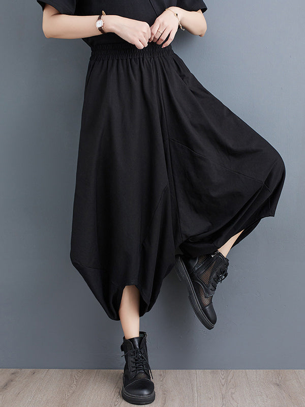 Harem Pants Irregular Clipping Split-Joint Casual Pants Bottoms Cropped Trousers