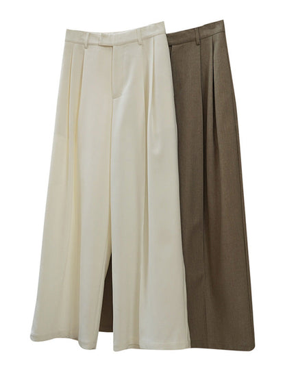 Urban Loose Wide Leg Pleated Solid Color Pants