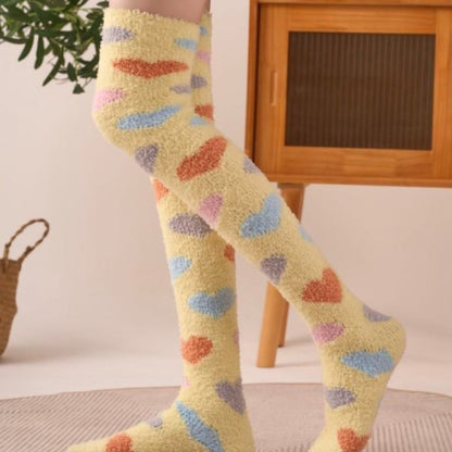 Rufia - Colorful Coral Fleece Over-the-Knee Socks