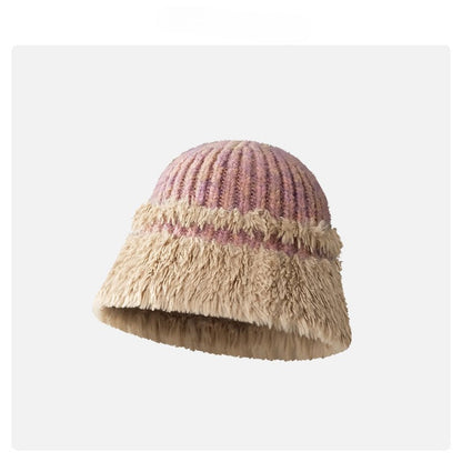 Colorful Striped Simple Plushed Bucket Hat