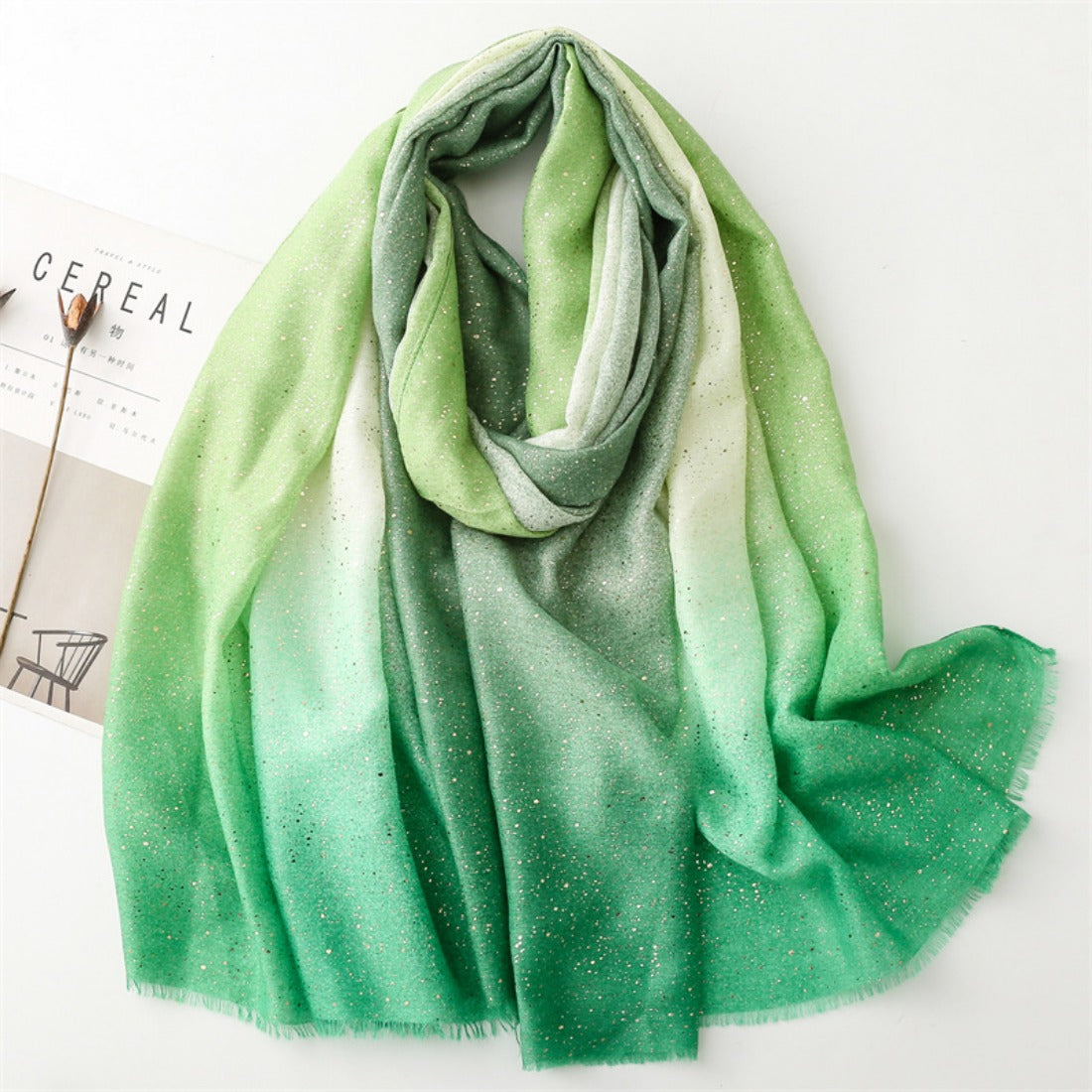 Scarvii - Gold Dotted Gradient Colorblock Scarf