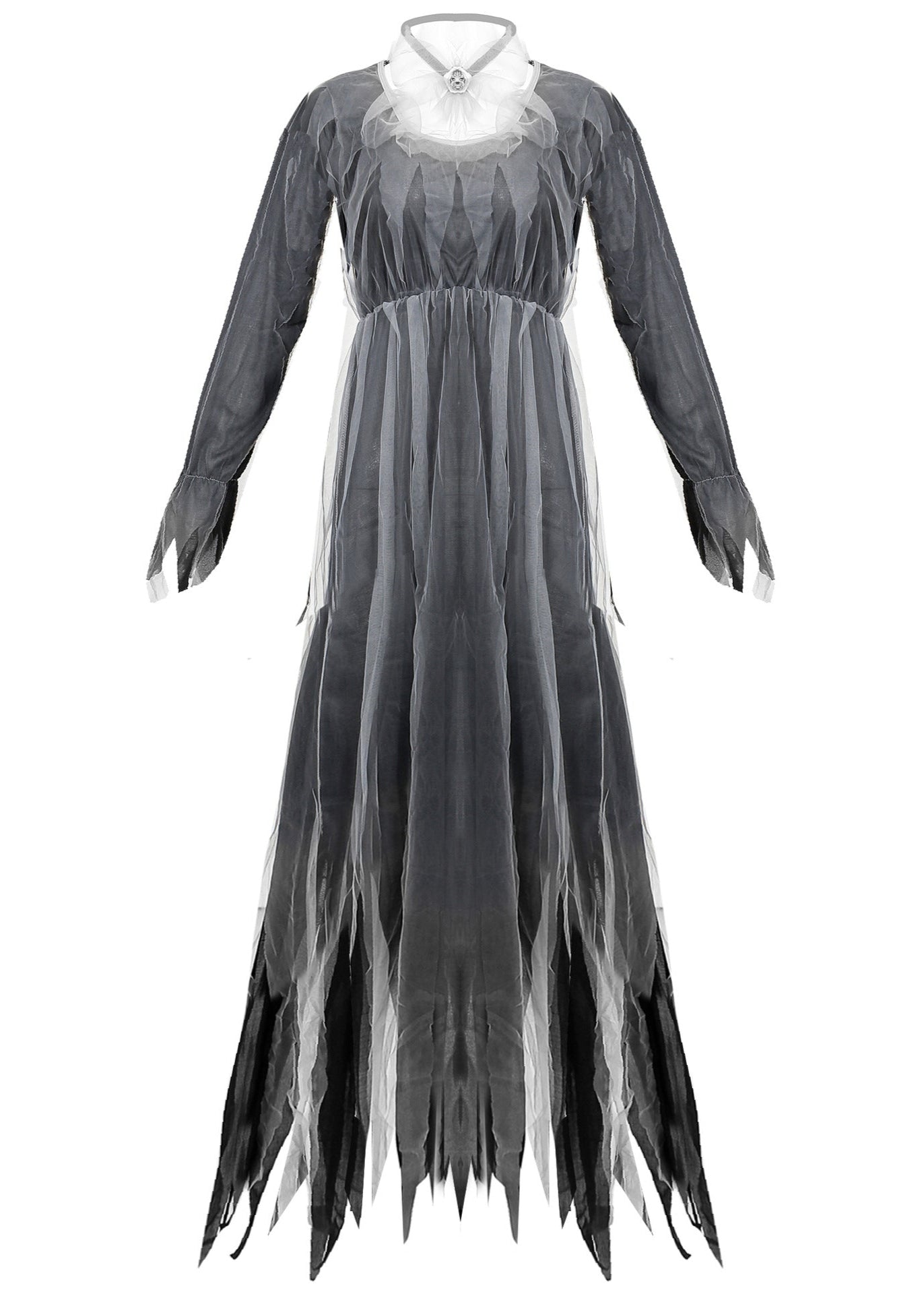 Haunted Wedding Dress Gray Sheer Fabric