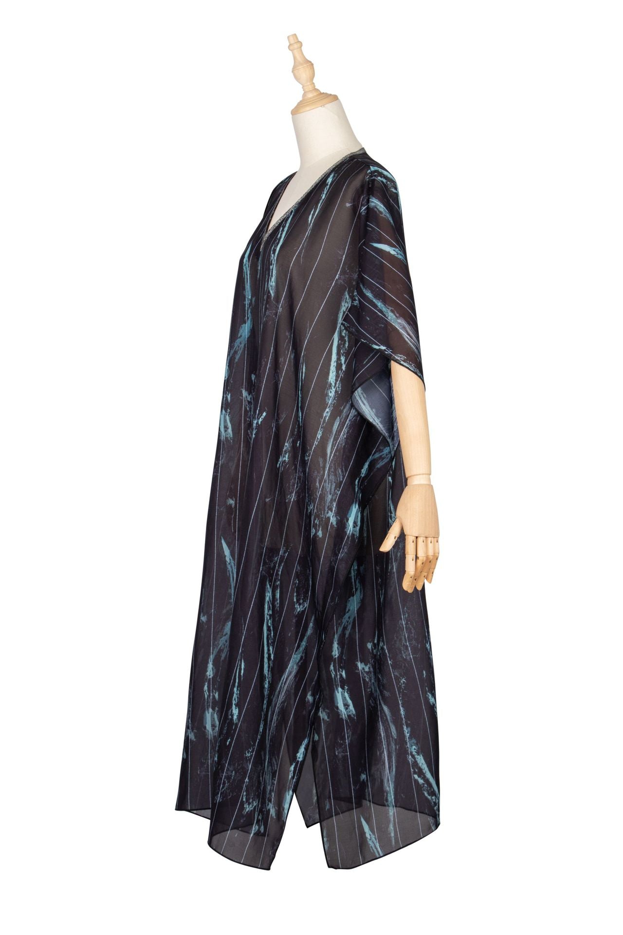 Summer Women'S Beach Sun Protection Bikini Blouse Printed V-Neck Bat Sleeve Dress