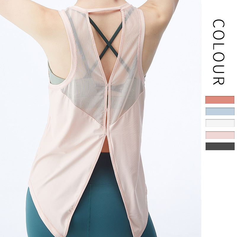 Quick-Dry Mesh Yoga Gym Hoodie Loose Breathable Running Sports Vest Sleeveless T-Shirt