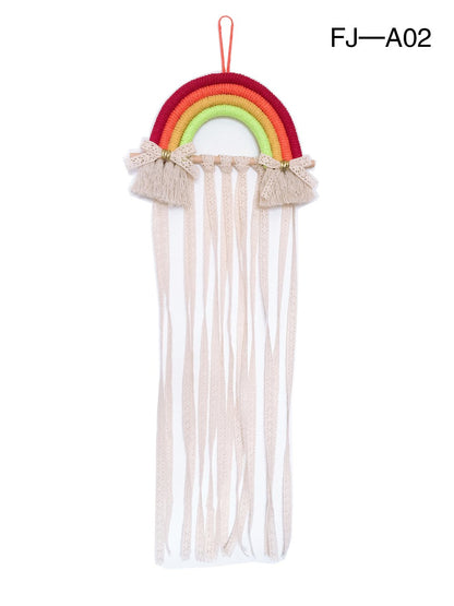 Woven Rainbow Children'S Hairpin Hair Accessories Storage Belt Wall-Mounted Headwear Finishing Belt Organizer