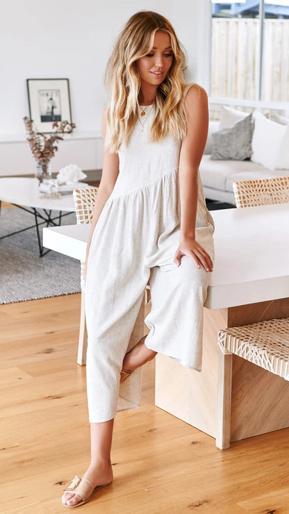 Spring And Summer Fashion Women'S Sling Sexy Solid Color Jumpsuit