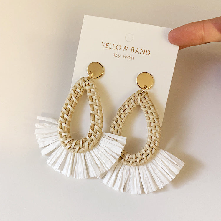 Scalloped Tassel Rattan Vacation Earrings