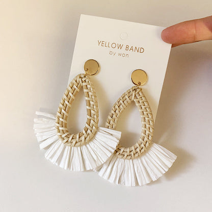 Scalloped Tassel Rattan Vacation Earrings